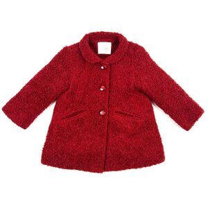 Zara Baby Girl Classic Dark Red Coat Size 18-24 Months